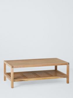 John Lewis Woven Rattan Panel Acacia Wood Rectangular Garden Coffee Table, Natural, 