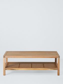 John Lewis Woven Rattan Panel Acacia Wood Rectangular Garden Coffee Table, Natural - view 2, 