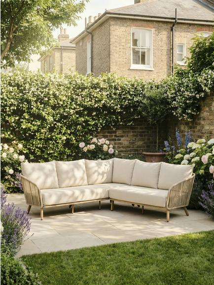 John Lewis Flat Rope Weave 5-Seater Corner Garden Sofa - view 2, 