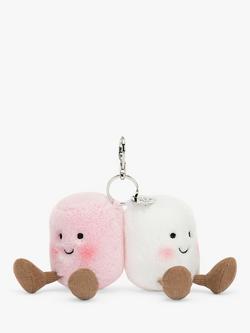 Jellycat Amuseable Marshmallows Bag Charm, White/Pink