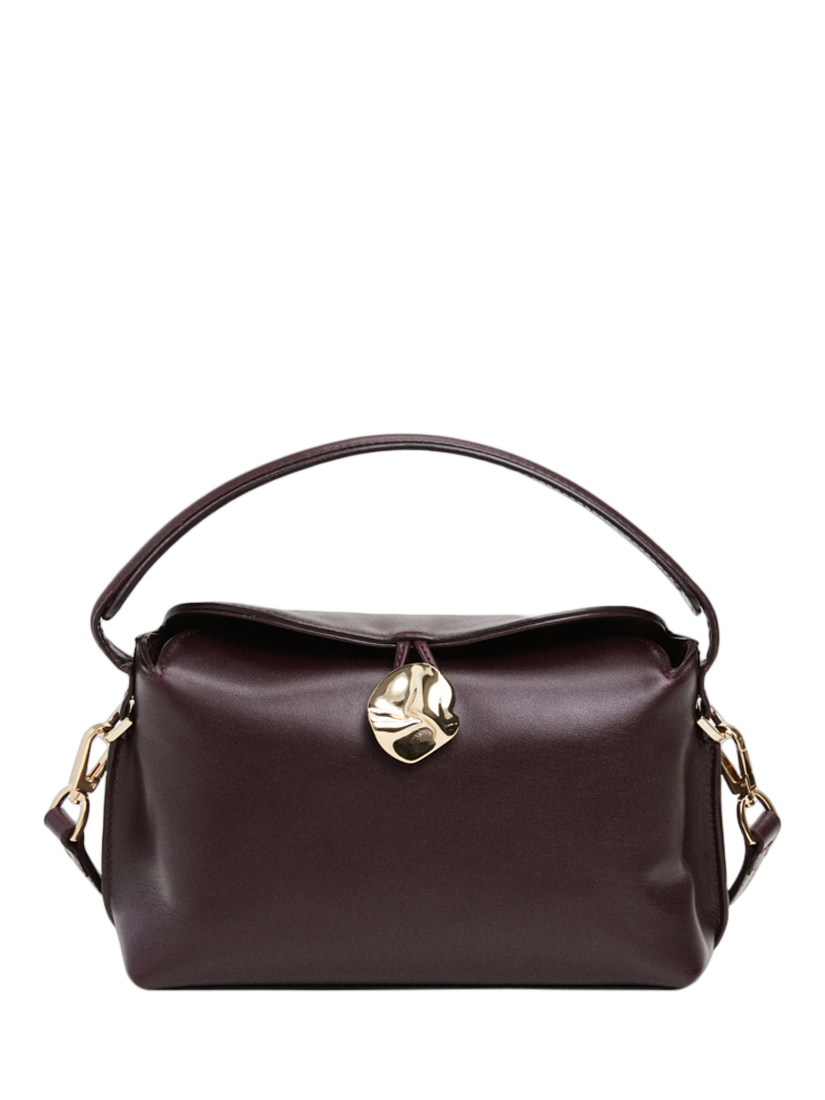 Product image 1 of 7, which shows Flattered Hanna Leather Cross Body Grab Bag, Burgundy