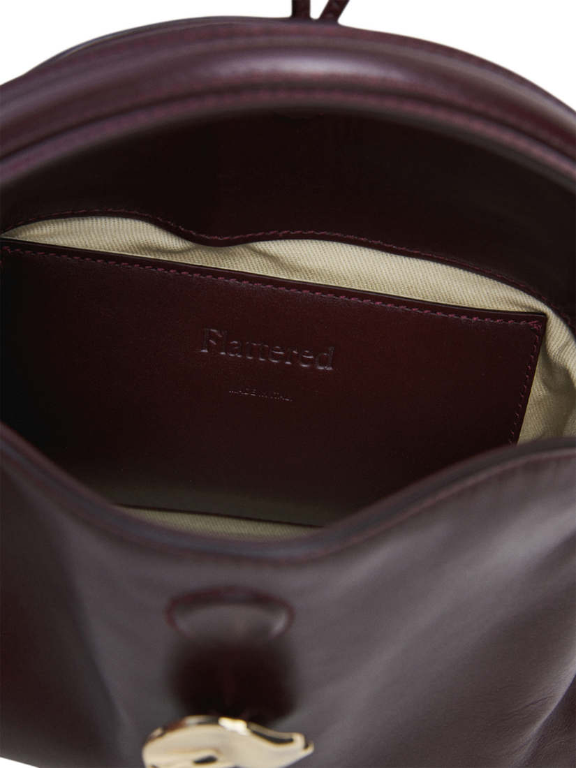 Product image 5 of 7, which shows Flattered Hanna Leather Cross Body Grab Bag, Burgundy