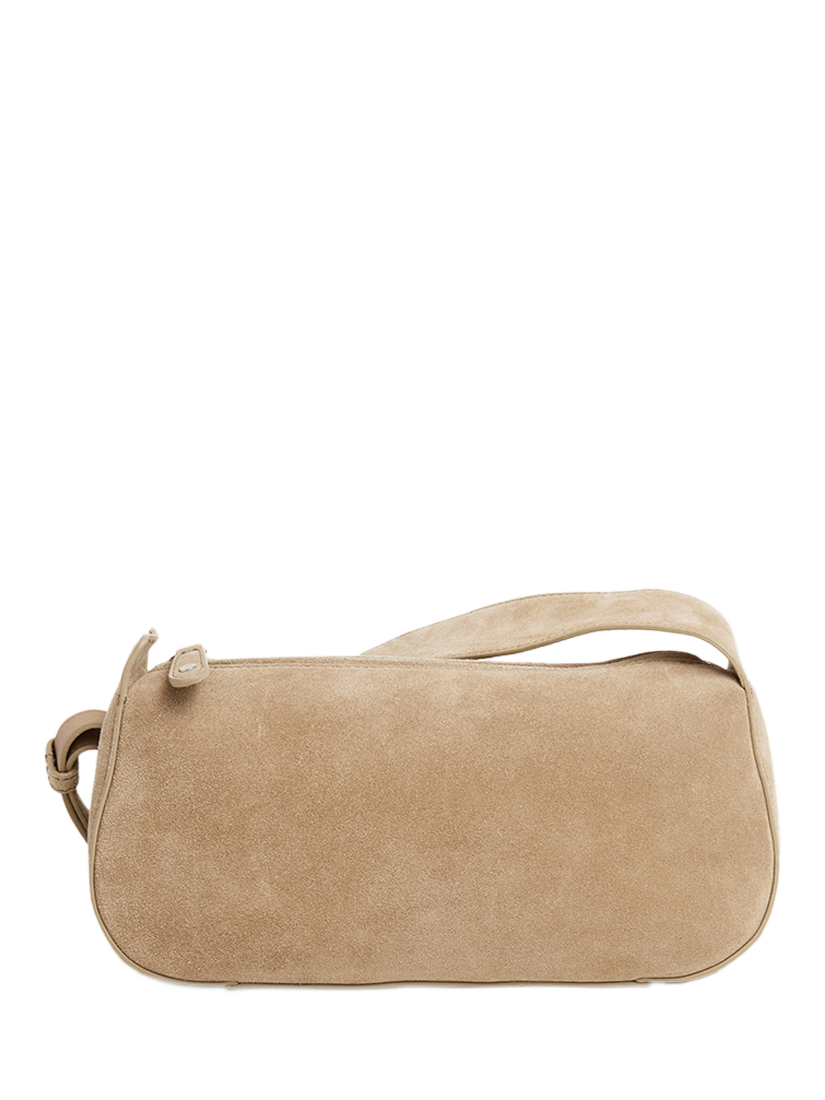 Product image 1 of 11, which shows Flattered Tuna Suede Shoulder Bag, Sand