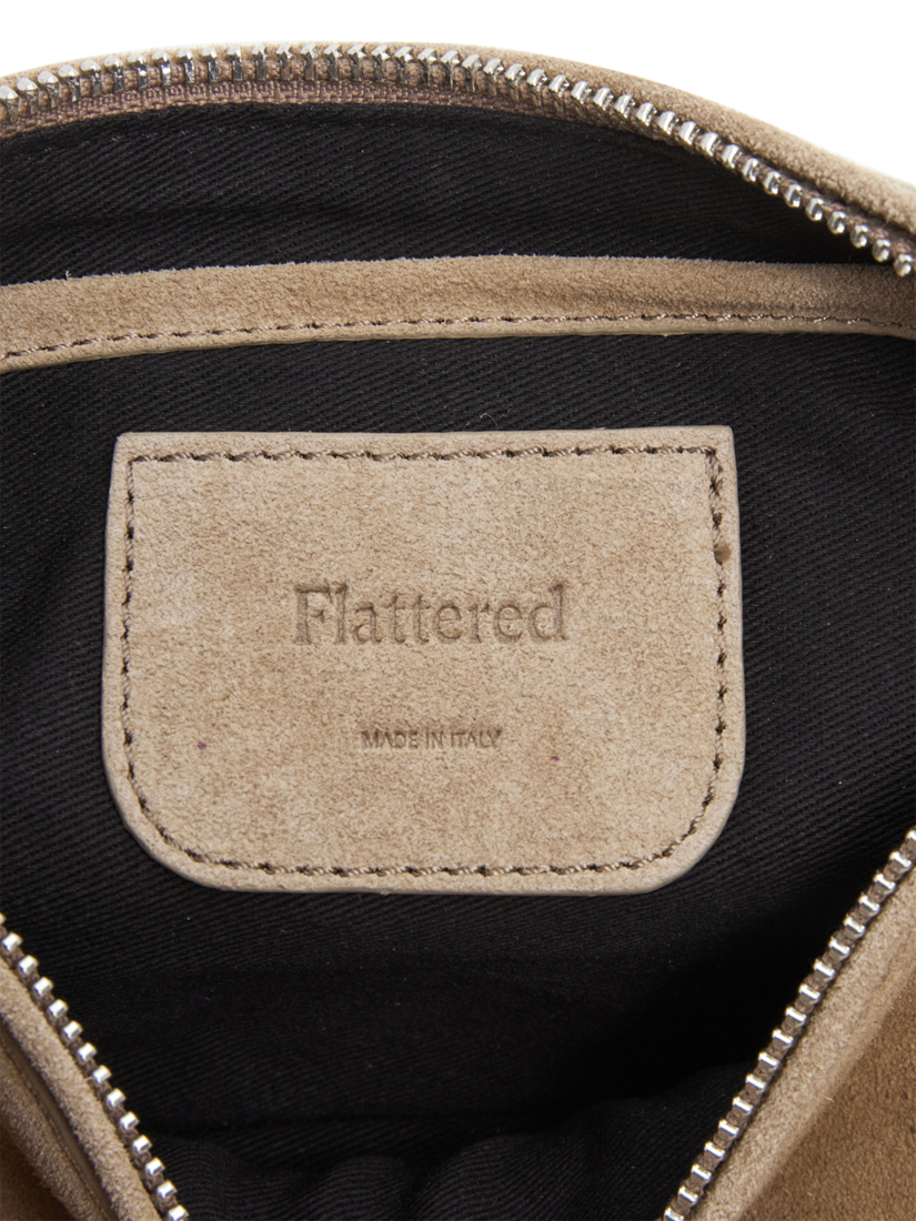 Product image 8 of 11, which shows Flattered Tuna Suede Shoulder Bag, Sand