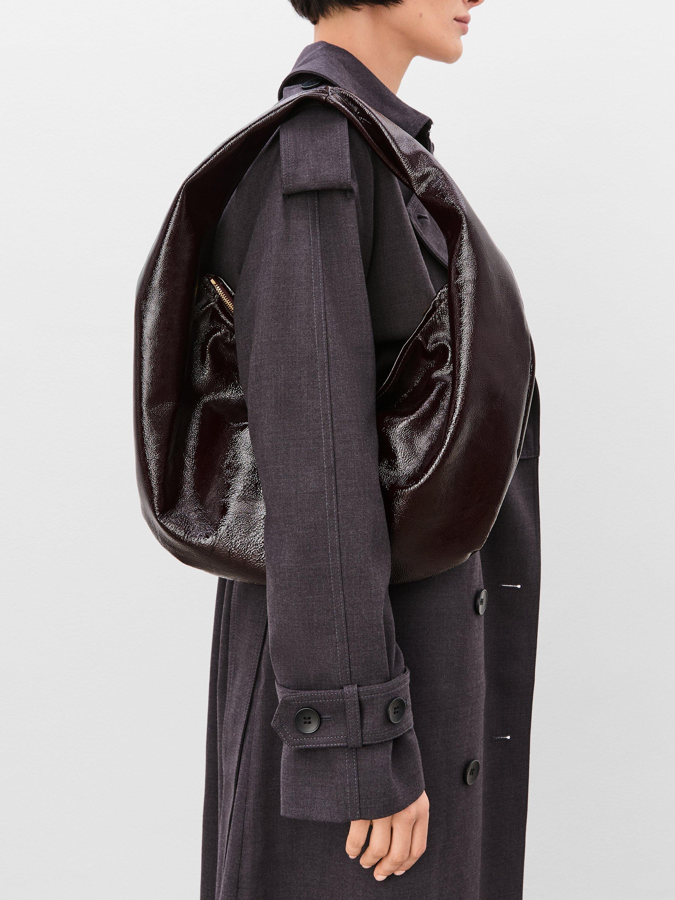 Product image 7 of 7, which shows Flattered Alva Leather Slouchy Shoulder Bag, Burgundy