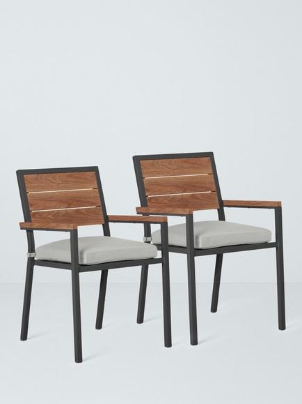 John Lewis Platform Garden Dining Armchair, Set of 2, Grey