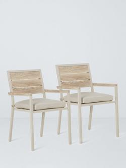 John Lewis Platform Garden Dining Armchair, Set of 2, Taupe