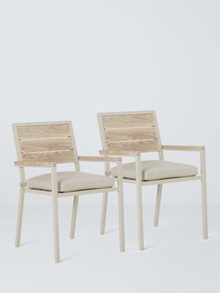 John Lewis Platform Garden Dining Armchair, Set of 2, Taupe