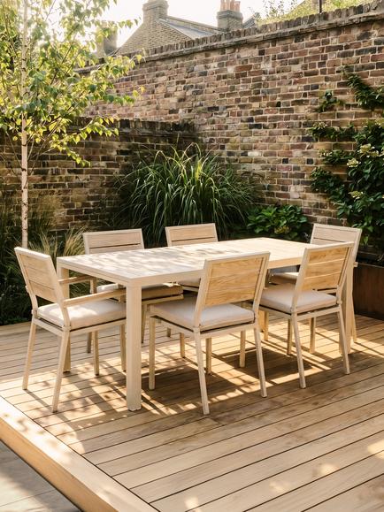 John Lewis Platform Garden Dining Armchair, Set of 2 - view 2, Taupe