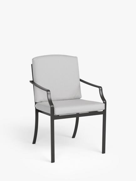 John Lewis Marlow Aluminium 4-Seater Square Garden Dining Table & Chairs Set, Black/Grey - view 2, Grey