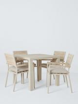 John Lewis Platform 4-Seater Wood-Effect Garden Dining Table & Chairs Set, Black