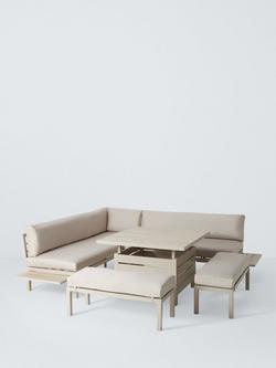 John Lewis Platform 8-Seater Corner Garden Dining/Lounge Set with Height-Adjustable Table, Green, Taupe
