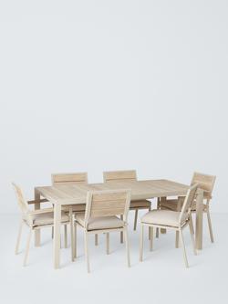 John Lewis Platform 6-Seater Wood-Effect Extending Garden Dining Table & Chairs Set, Green, Taupe