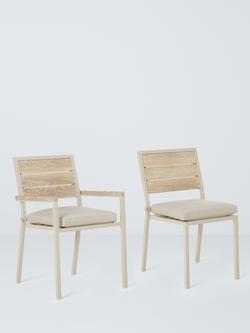 John Lewis Platform 6-Seater Wood-Effect Extending Garden Dining Table & Chairs Set, Green - view 2, Taupe