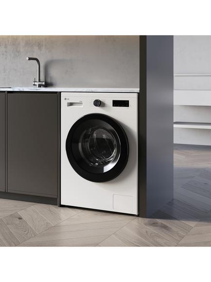 LG F4X1009NWK Freestanding Washing Machine, 9kg Load, 1400rpm Spin, White - view 2, White