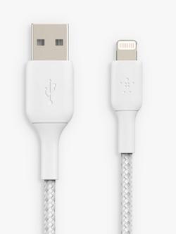 Belkin BoostCharge Braided Lightning to USB-A Cable, 2m, White, White