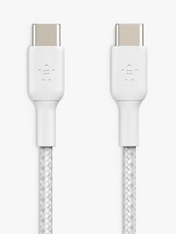 Belkin BoostCharge Braided USB-C to USB-C Cable, 2m, White, White