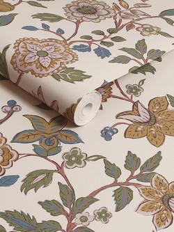 Joules Scot Floral Wallpaper, Cream/Multi - view 2, Cream
