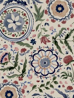 Joules Festival Flower Wallpaper, Antique White 120882, White