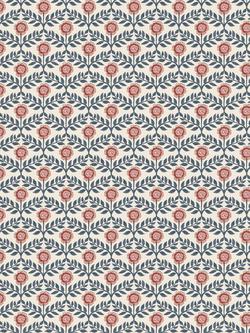 Joules Stately Floral Print Wallpaper, Cream/Blue, Cream