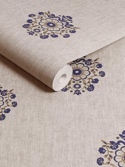 Joules Grove Motif Wallpaper, Cream/Blue - view 2, Cream