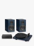 Pro-Ject Colourful Audio System with Debut Carbon EVO Turntable, MaiA S3 Amplifier & Speaker Box 5 S2 Speakers, Blue