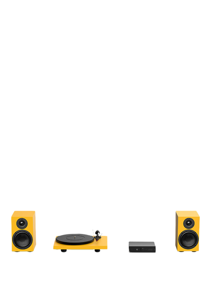 Pro-Ject Colourful Audio System with Debut Carbon EVO Turntable, MaiA S3 Amplifier & Speaker Box 5 S2 Speakers, Yellow