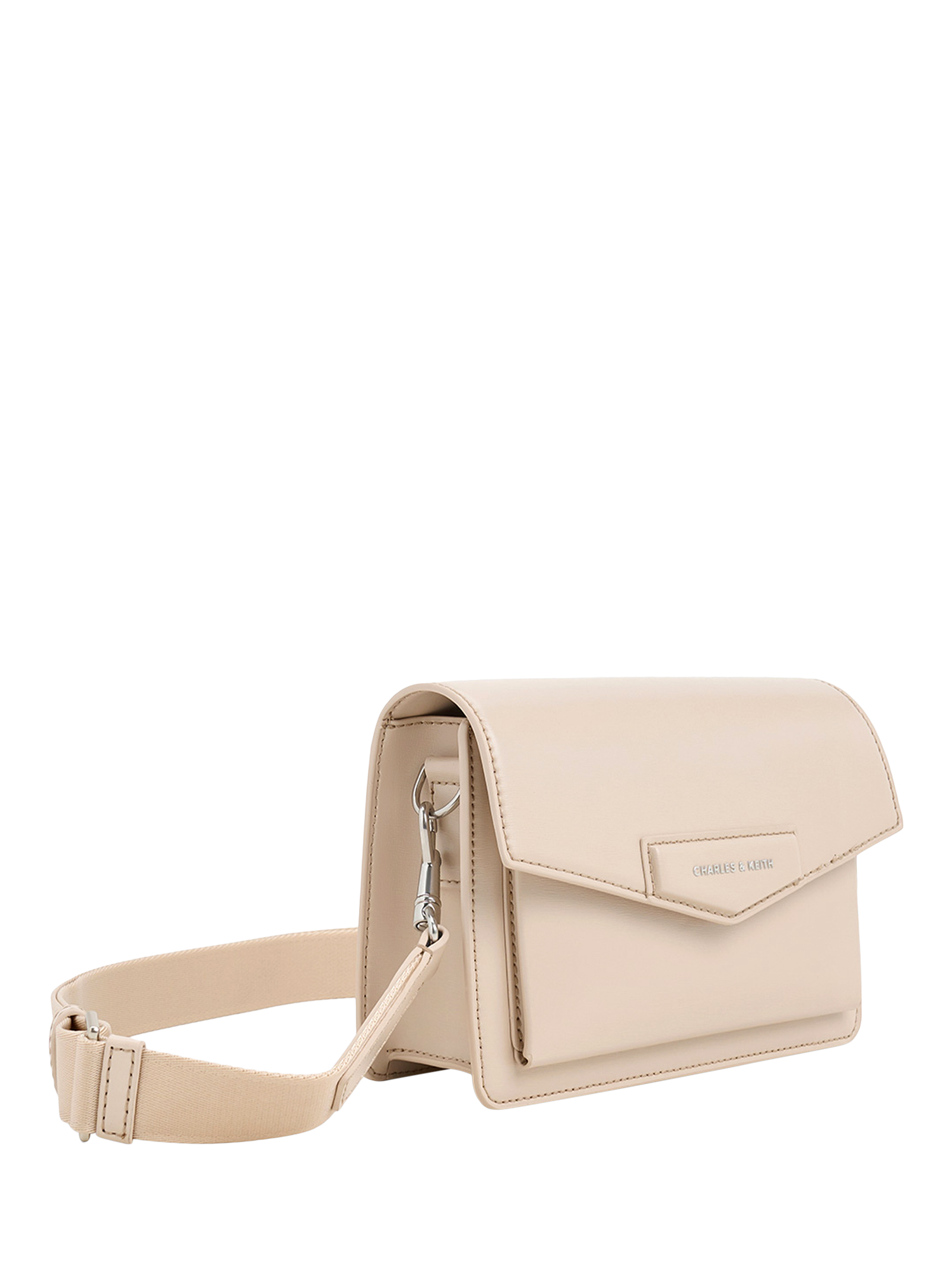 CHARLES KEITH Adelie Saffiano Crossbody Bag Oat