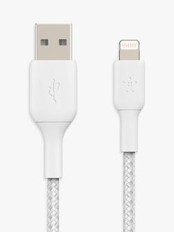 Belkin BoostCharge Braided Lightning to USB-A Cable, 1m, White, 