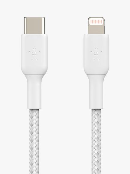 Belkin BoostCharge Braided Lightning to USB-C Cable, 1m, White, 