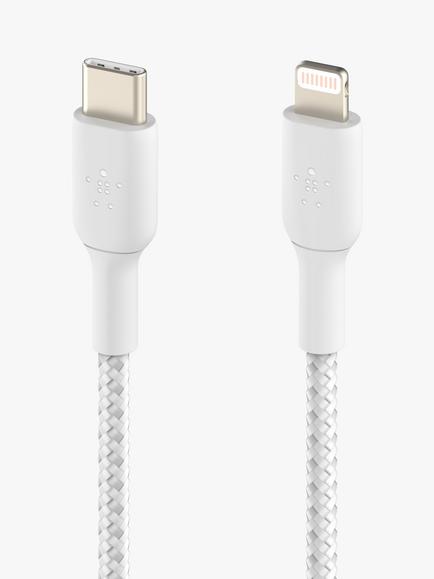 Belkin BoostCharge Braided Lightning to USB-C Cable, 1m, White - view 2, 