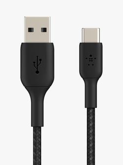 Belkin BoostCharge Braided USB-A to USB-C Cable, 1m, Black, 
