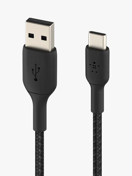 Belkin BoostCharge Braided USB-A to USB-C Cable, 1m, Black - view 2, 
