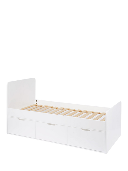 Great Little Trading Co Stowaway 3 Drawer Storage Bed, Single, White, White