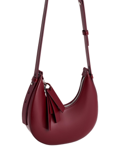 CHARLES & KEITH Carey Crescent Faux Leather Hobo Bag - view 2, Burgundy