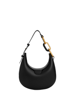 CHARLES & KEITH Kora Faux Leather Half Moon Hobo Shoulder Bag, Black