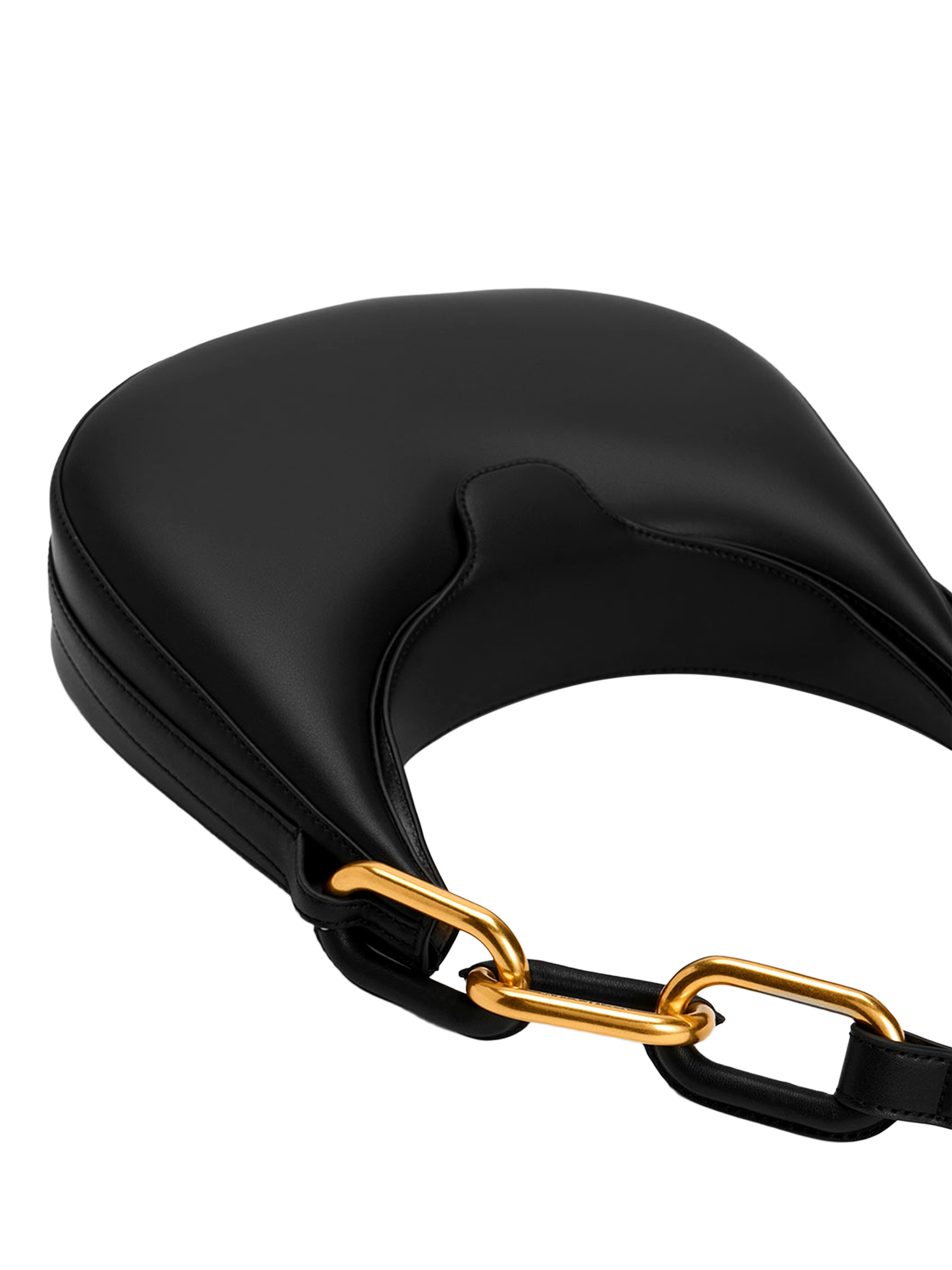 Product image 4 of 7, which shows CHARLES & KEITH Kora Moon Faux Leather Shoulder Bag, Black