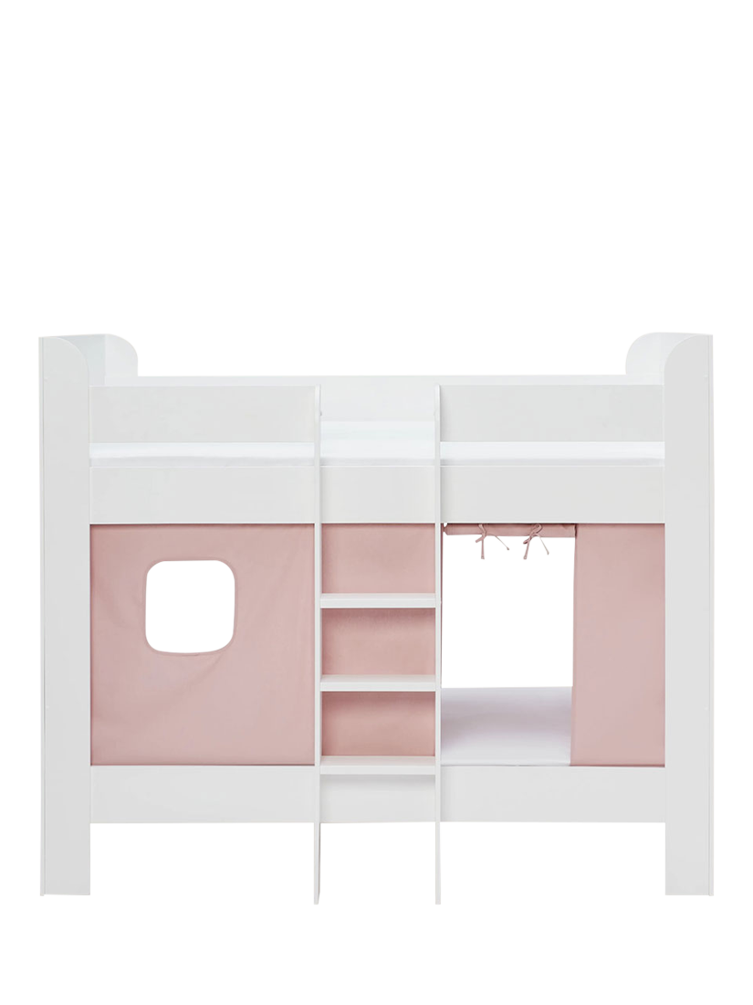 Great Little Trading Co Paddington Bunk Bed with Bed Curtain, Chalk/Pink