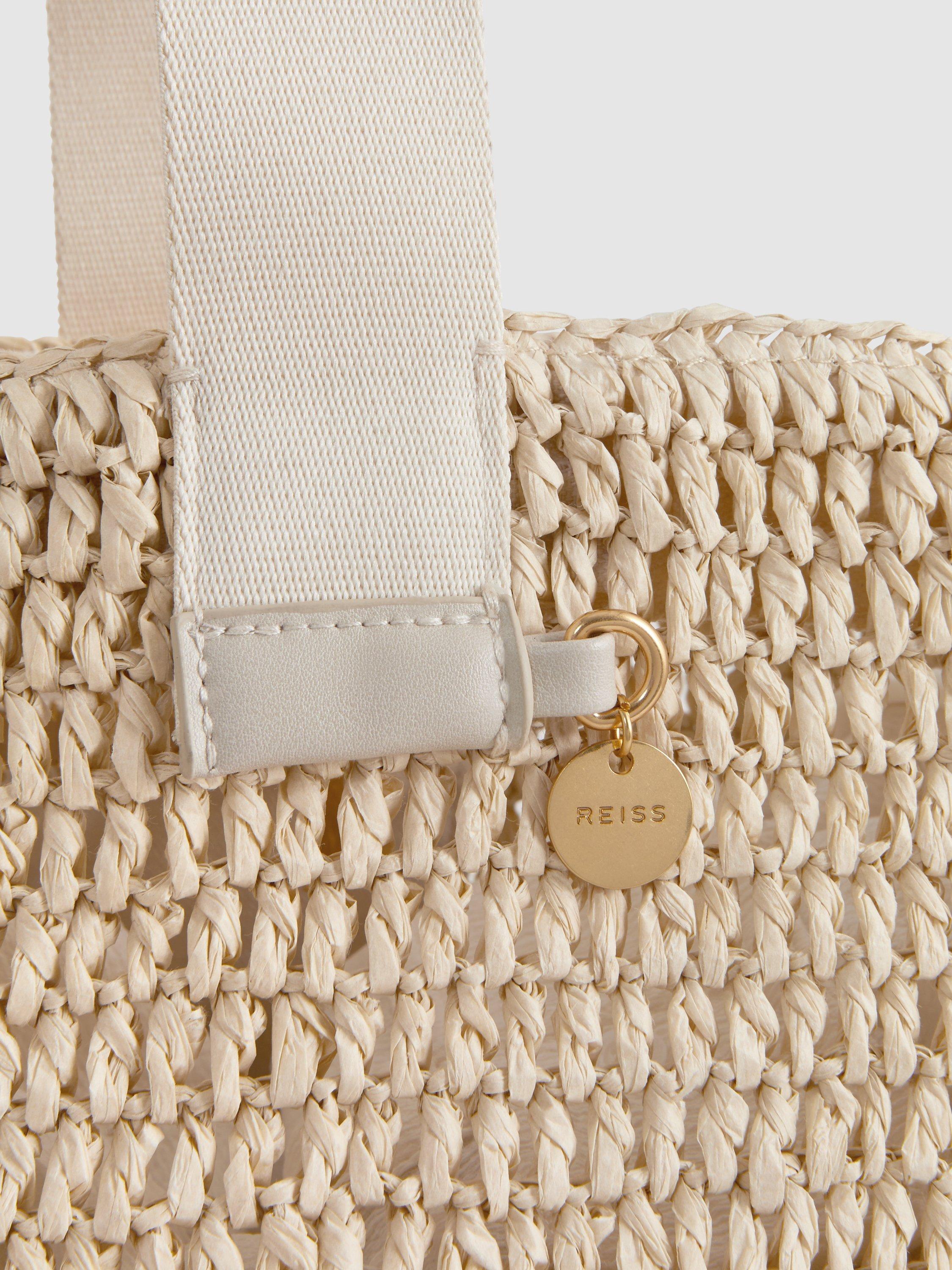 Product image 2 of 5, which shows Reiss Emeryson Woven Tote Bag, Natural
