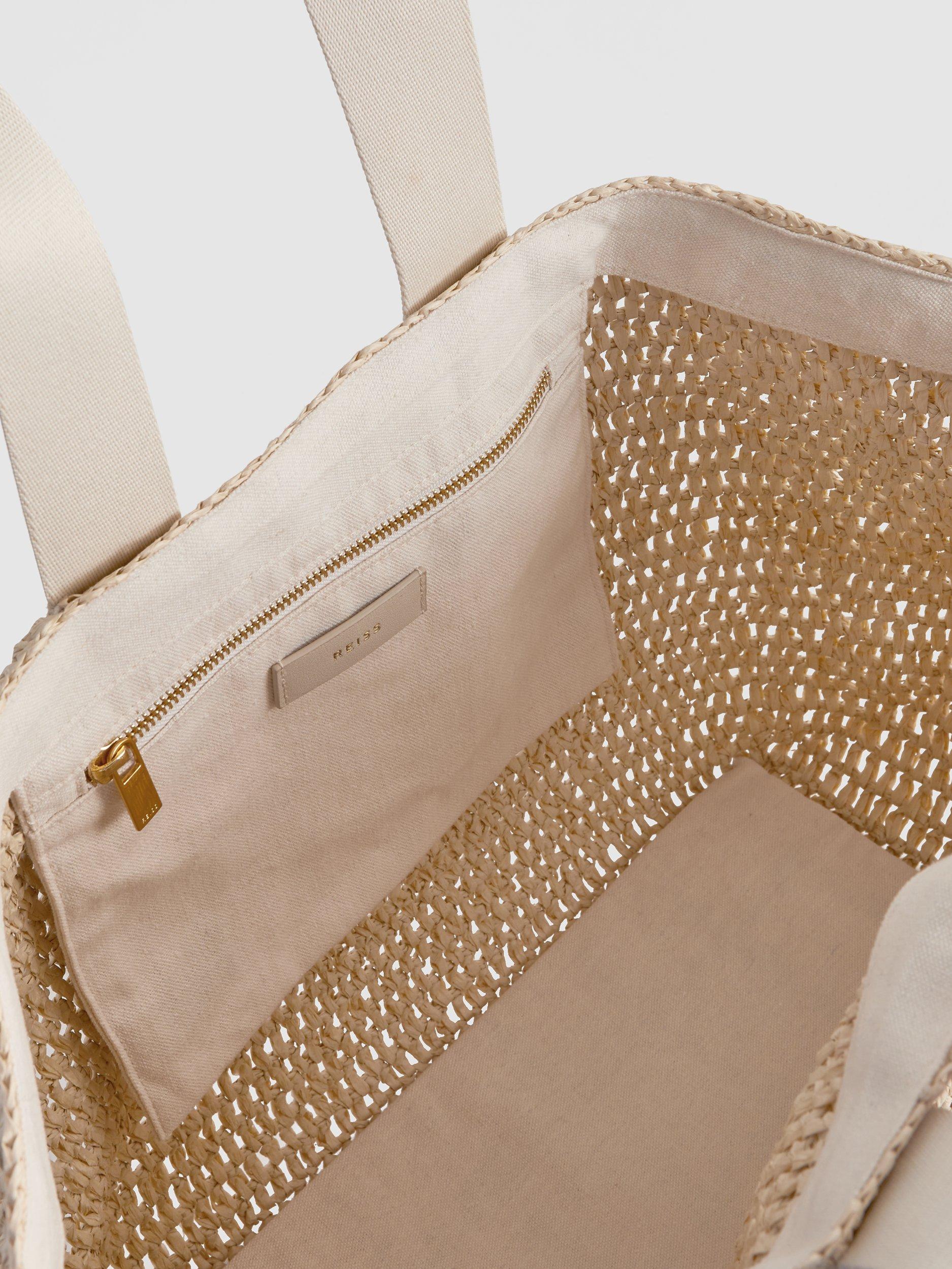 Product image 4 of 5, which shows Reiss Emeryson Woven Tote Bag, Natural