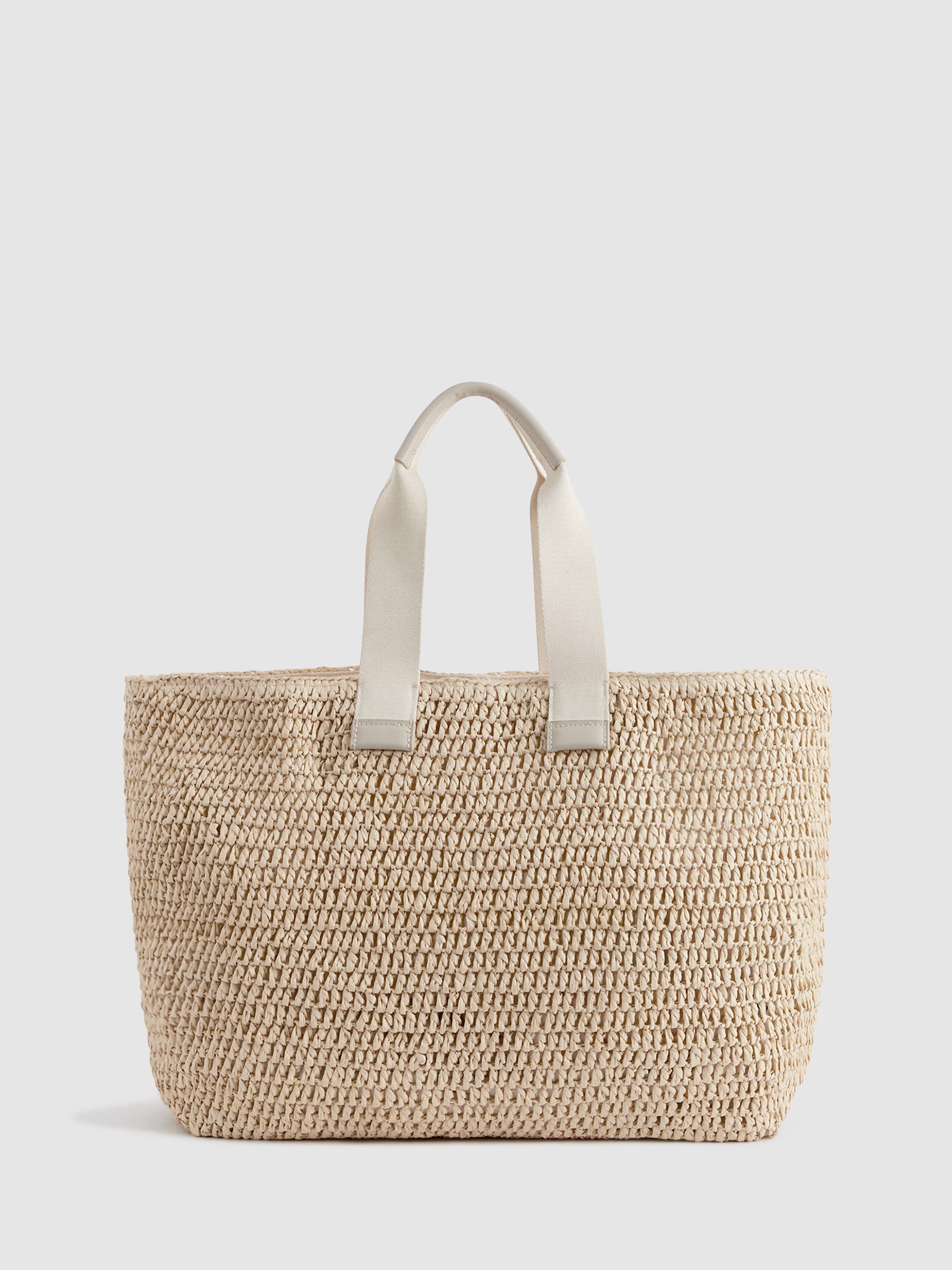 Product image 5 of 5, which shows Reiss Emeryson Woven Tote Bag, Natural