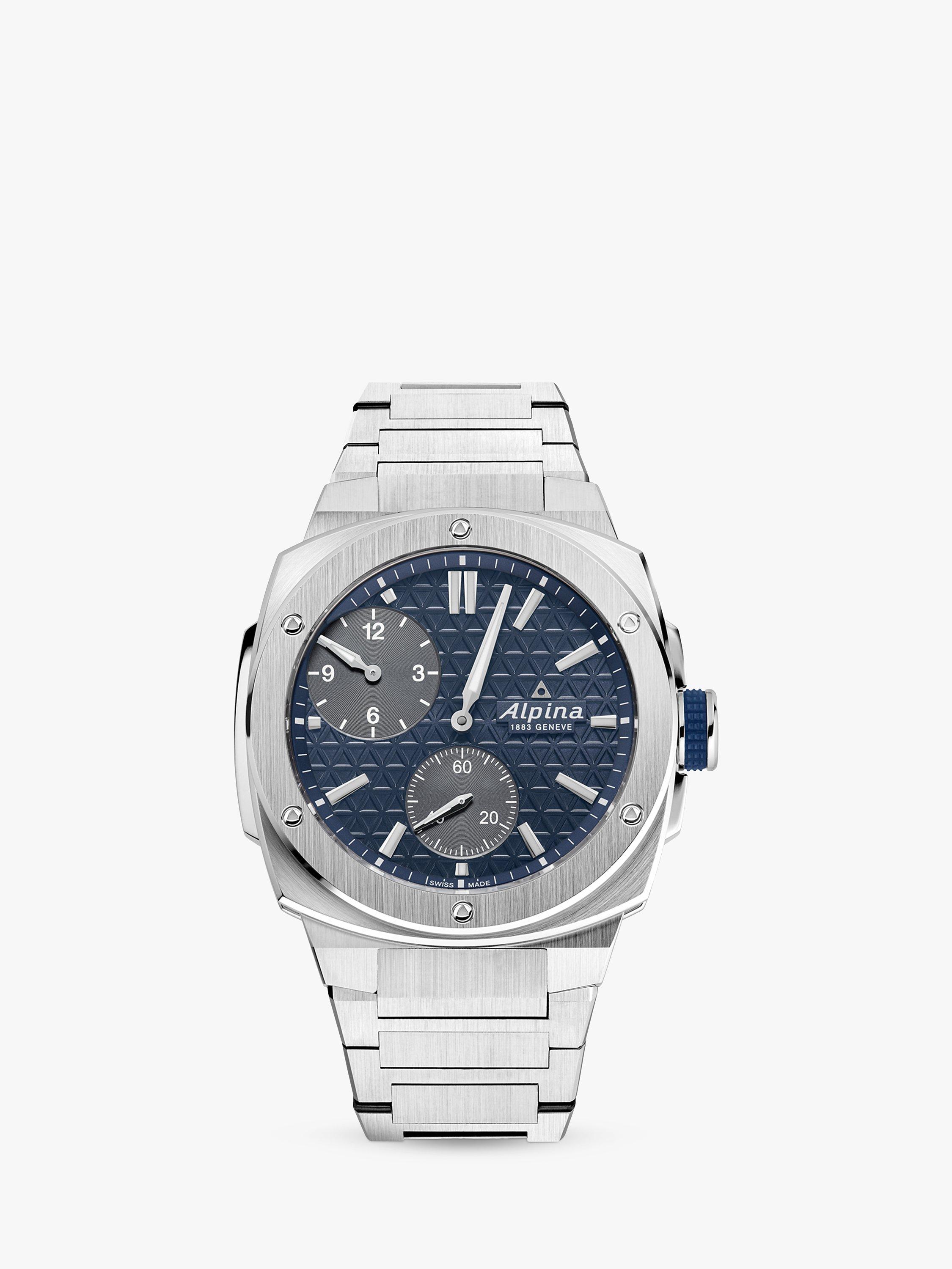 Product image 1 of 4, which shows Alpina AL-650NDG4AE6B Men's Alpiner Extreme Regulator Automatic Bracelet Strap Watch, Silver/Navy