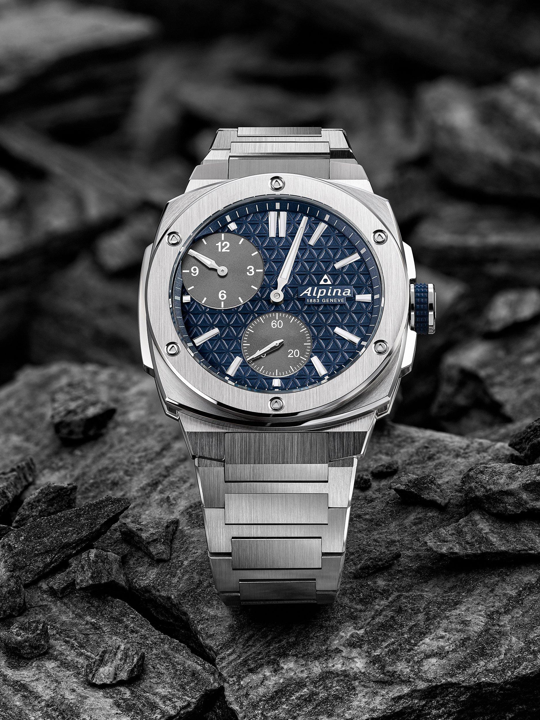 Product image 4 of 4, which shows Alpina AL-650NDG4AE6B Men's Alpiner Extreme Regulator Automatic Bracelet Strap Watch, Silver/Navy