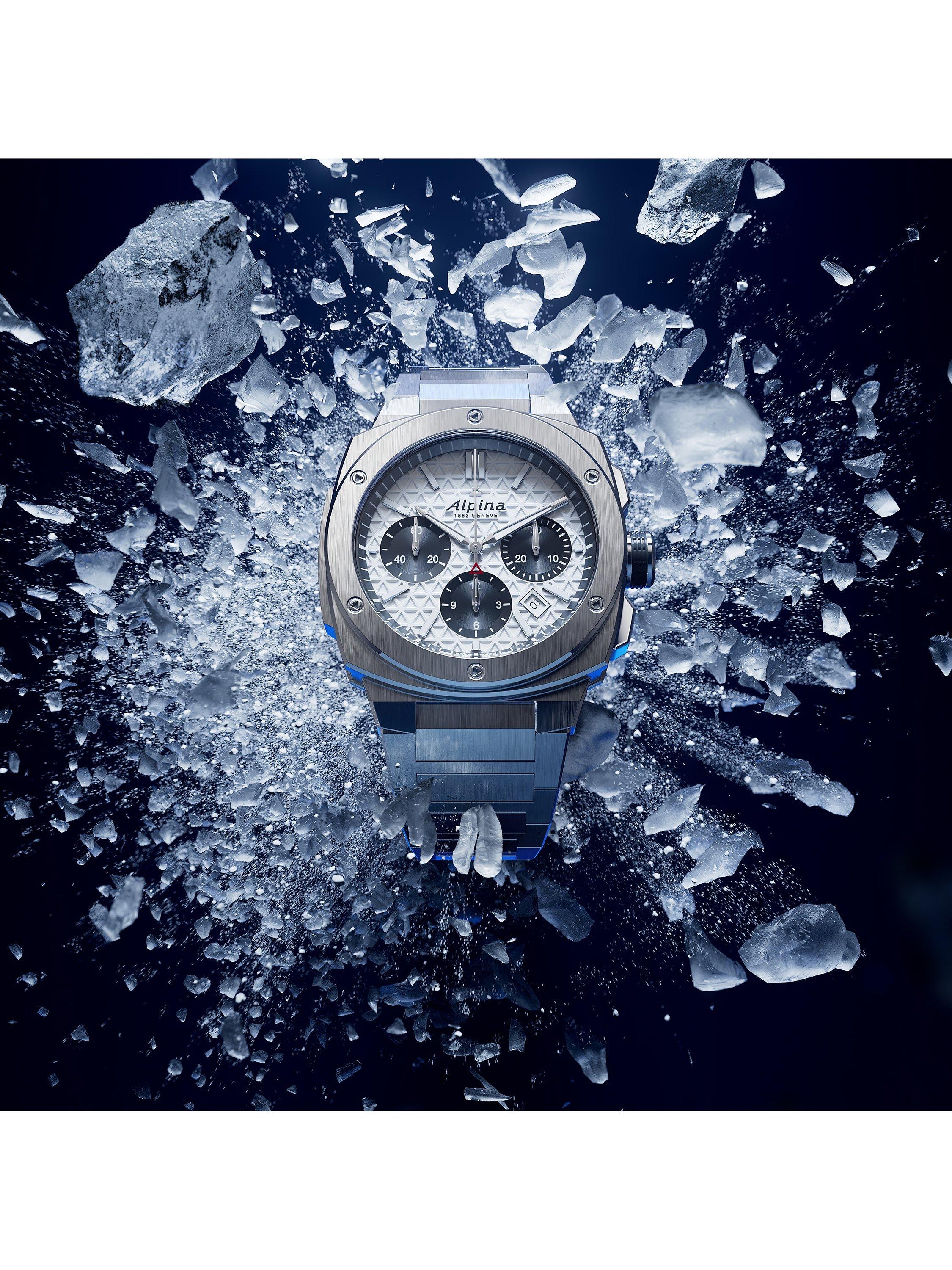 Product image 4 of 6, which shows Alpina AL-730SB4AE6B Men's Alpiner Extreme Chronograph Automatic Bracelet Strap Watch, Silver