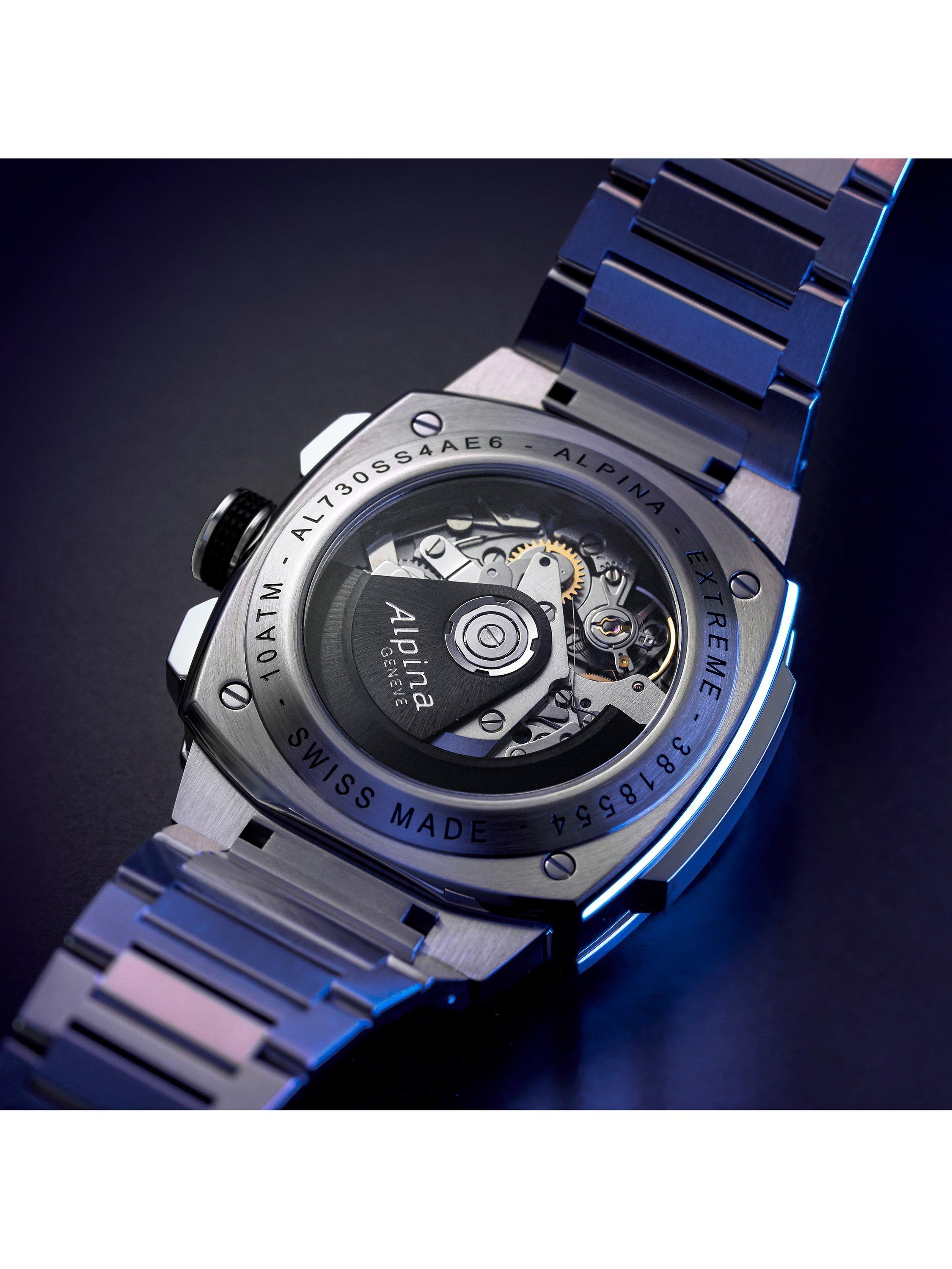 Product image 5 of 6, which shows Alpina AL-730SB4AE6B Men's Alpiner Extreme Chronograph Automatic Bracelet Strap Watch, Silver