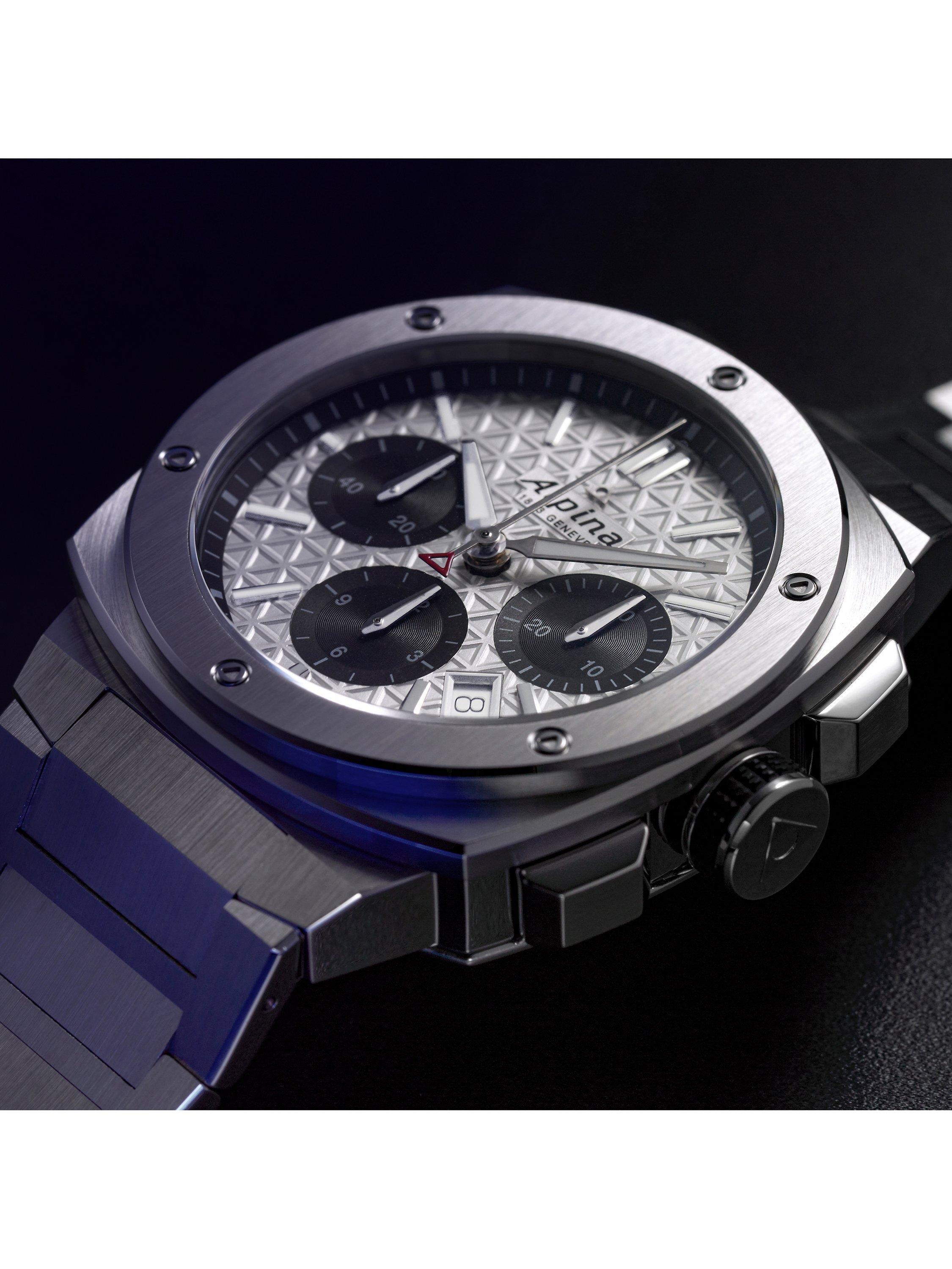Product image 6 of 6, which shows Alpina AL-730SB4AE6B Men's Alpiner Extreme Chronograph Automatic Bracelet Strap Watch, Silver