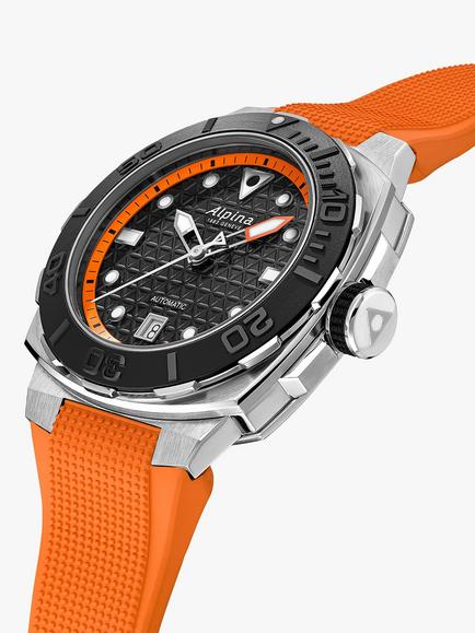 Alpina AL-525BO3VE6 Men's Seastrong Diver Extreme Automatic Rubber Strap Watch, Orange/Black - view 2, Orange