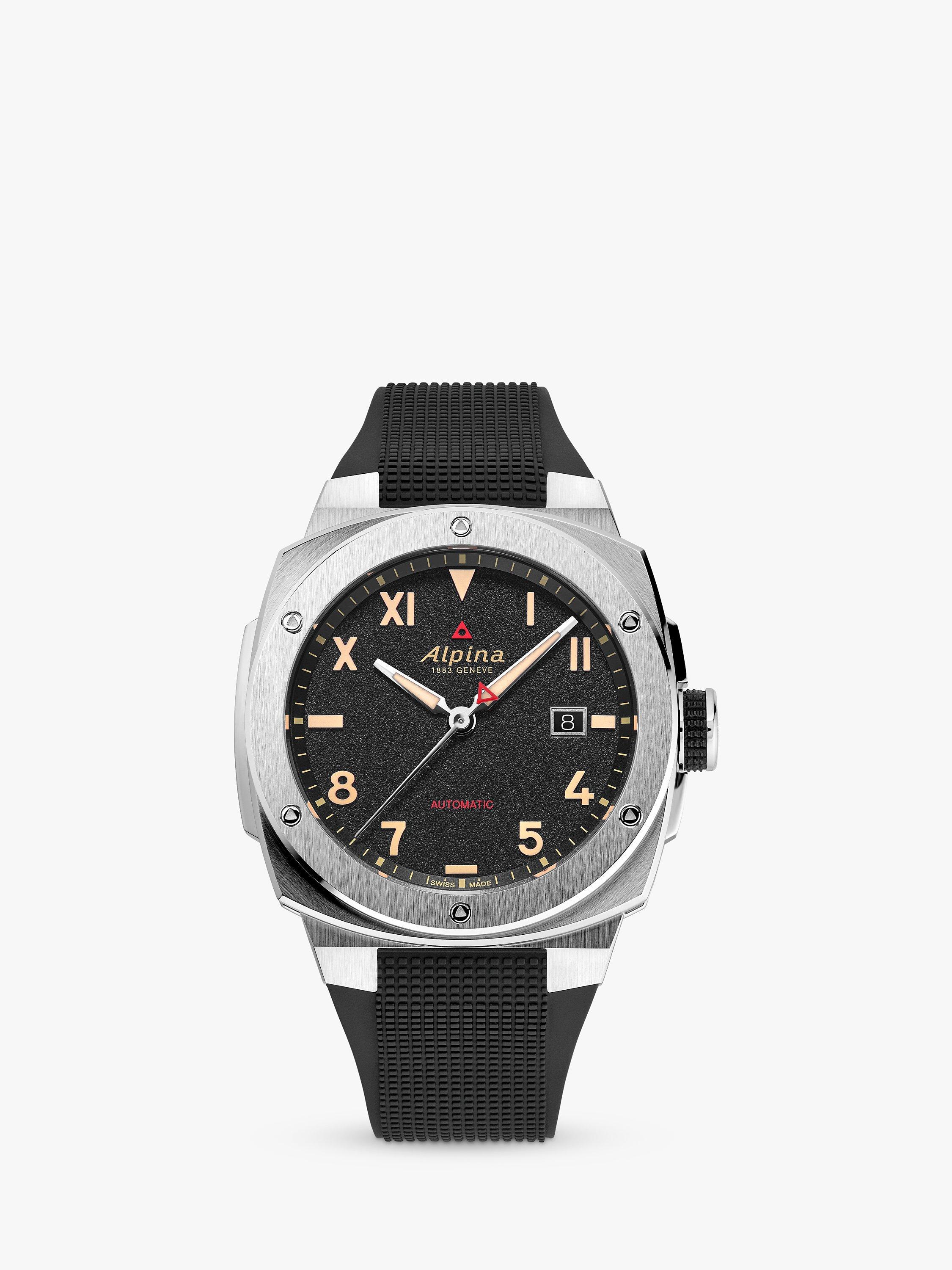 Product image 1 of 4, which shows Alpina AL-525BB4AE6 Men's Alpiner Extreme Automatic California Rubber Strap Watch, Black