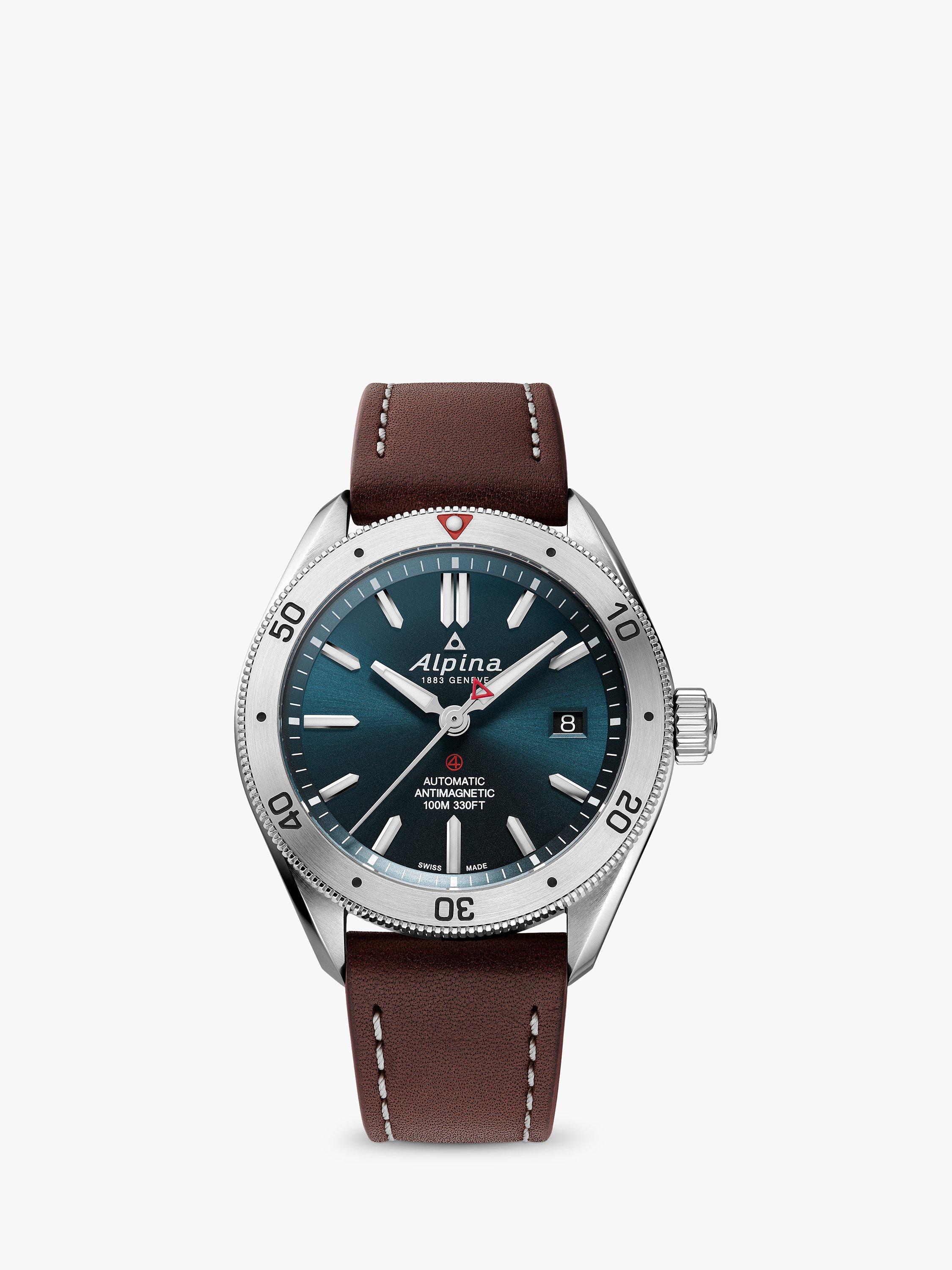 Product image 1 of 3, which shows Alpina AL-525N4AQ6 Men's Alpiner 4 Automatic Date Leather Strap Watch, Brown