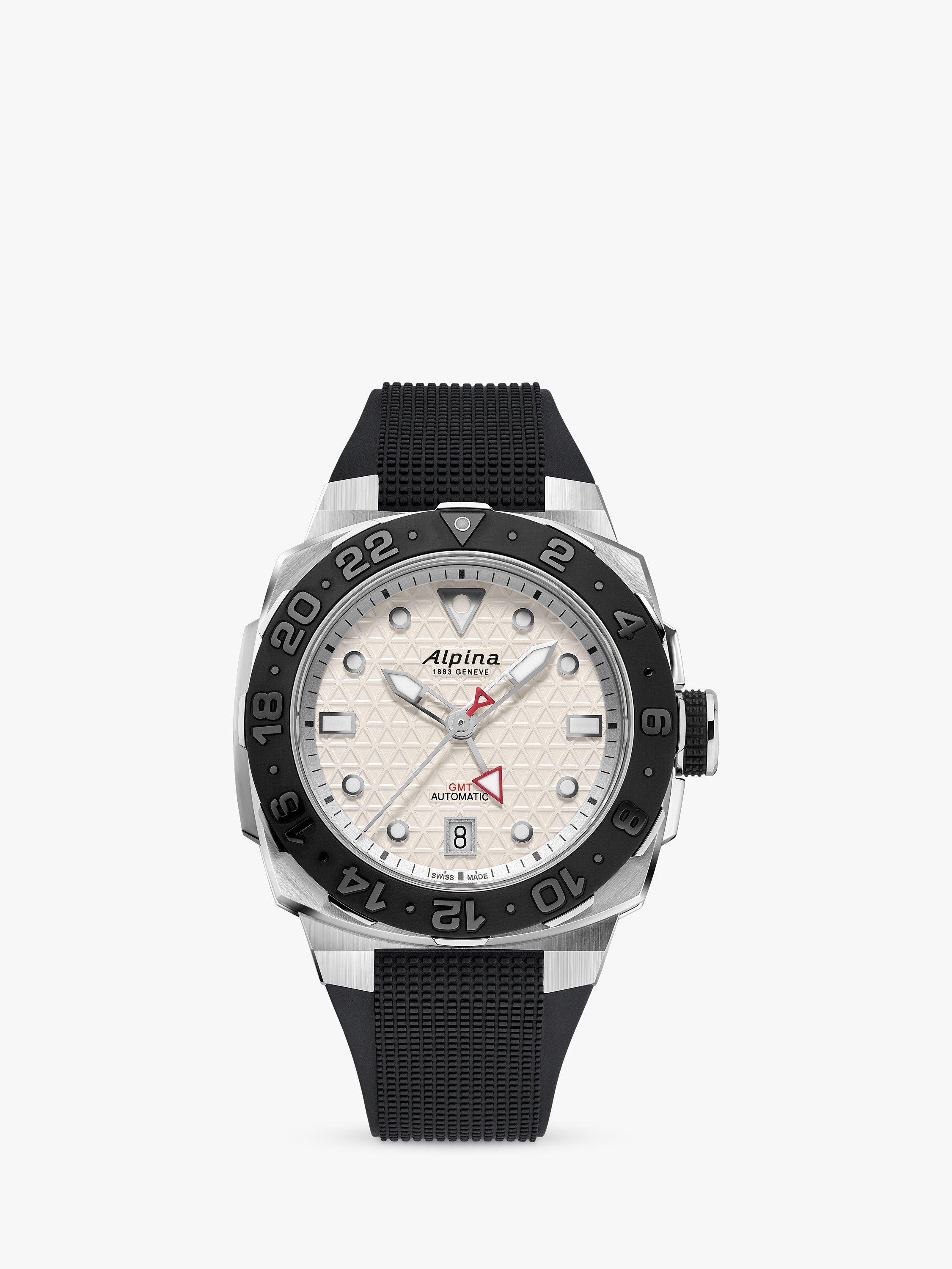 Product image 1 of 4, which shows Alpina AL-560LG3VE6 Men's Seastrong Diver Extreme Automatic GMT Rubber Strap Watch, Black